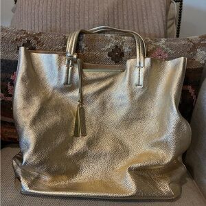 Vince Camuto Metallic Gold Leather Tote